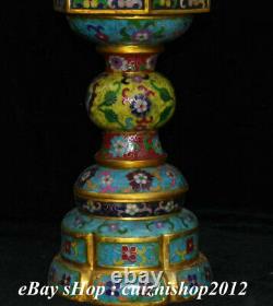 Chinese Palace Bronze Gilt Cloisonne Flower Pattern incense burner Censer Pair