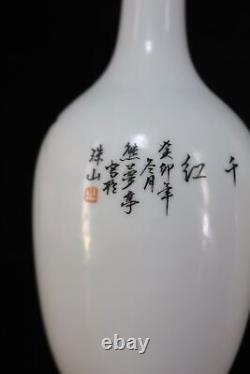 Chinese Pastel Porcelain Handmade Exquisite Flower Bird Vase A Pair ad1712