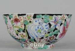 Chinese Porcelain Millefleur Bowl Famille Noire Qing / Republic 1891-1921 CHINA