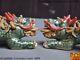 Chinese Pottery Wucai Ceramics Feng Shui Evil Door Guard Fu Foo Dog Lion A Pair