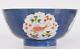 Chinese Powder Blue Gold & Iron Red Porcelain Bowl Boy & Sea Life Kangxi Period