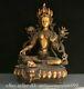 Chinese Purple Bronze 24k Gold Gilt Enamel Cloisonne Green Tara Goddess Statue