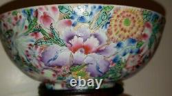 Chinese Qianlong Blue enamel mark Period Famille Rose Porcelain Millefiori Bowls