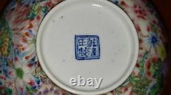 Chinese Qianlong Blue enamel mark Period Famille Rose Porcelain Millefiori Bowls