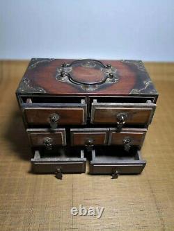 Chinese Qing Dynasty antique Yellow Boxwood wood Jewelry box Storage Box EVO