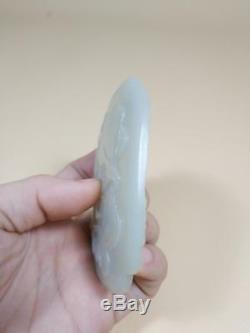 Chinese Qing White Jade Peaches Plaque