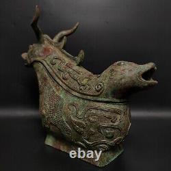 Chinese Rare Shang Zhou Handcrafted in old bronze Beast jar