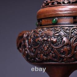Chinese Rare collection Old Copper Handmade Elephant Incense Burner 31317