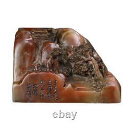 Chinese Shoushan Stone Seal /Stamp w Scholars in Mountain