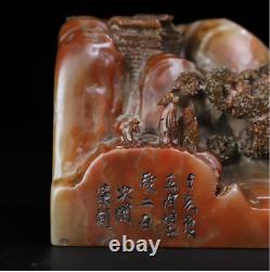 Chinese Shoushan Stone Seal /Stamp w Scholars in Mountain