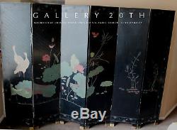 Chinese Six Panel Black Lacquer Screen! Coromandel Folding Art Vtg Room Divider