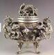 Chinese Tibet Silver Nine Dragons Incense Burner Statue Qianlong Mark