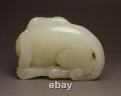 Chinese Top Natural Hetian Jade Hand Carving Exquisite Beast Statue Collections