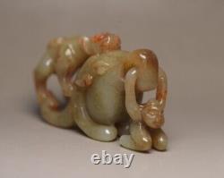 Chinese Vintage Antique Hetian Jade Carving Dragon Statue Unique Wonderful Art