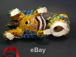 Chinese WuCai Porcelain & Pottery Foo Dog Lion Dragon kylin statue censer burner