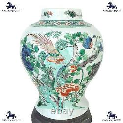 Chinese Wucai Kangxi Dynasty Famille Verte Jar Vase c1895