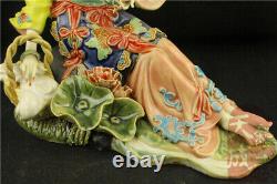 Chinese Wucai Porcelain Pottery Xishi Classical beauty Lady Women Belle Statue