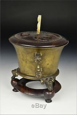 Chinese Xuande Mark & Period Bronze Tripod Censer with Figural Elephant Feet