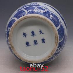 Chinese antique Porcelain QingKangxi Blue & white Dragon pattern Donggua bottle