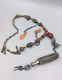 Chinese Antique Qing Dynasty Silver Necklace Jade, Carnelian, Agate, Wood