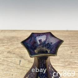 Chinese antique Song dynasty Ru porcelain Sapphire blue Hexagonal vase
