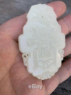 Chinese antique White jade plate Qing China Asian