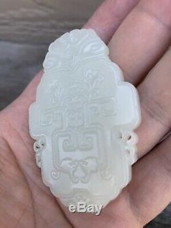 Chinese antique White jade plate Qing China Asian
