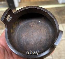 Chinese antique bronze censer. Qianlong. Width 4 Inches