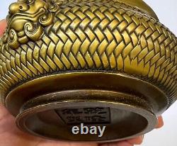 Chinese antique bronze censer. Qianlong. Width 5 1/8 inches