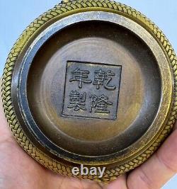 Chinese antique bronze censer. Qianlong. Width 5 1/8 inches