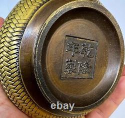 Chinese antique bronze censer. Qianlong. Width 5 1/8 inches