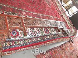 Chinese antique carved wood canope of opium or wedding bed, Qing dynasty