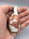 Chinese Antique Incised Porcelain Coral-red Enamel Dragon Snuff Bottle Qing
