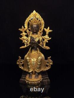 Chinese antique pure copper gilded Maitreya Bodhisattva statue