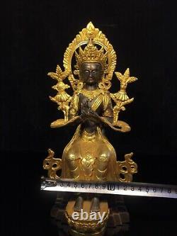 Chinese antique pure copper gilded Maitreya Bodhisattva statue