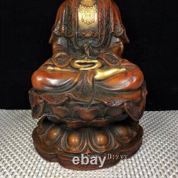 Chinese antiques Hand carved Pure copper Gilt Guanyin Bodhisattva Statue