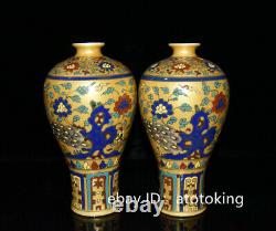 Chinese antiques Ming Chenghua Multicolored peacock pattern Plum bottle A pair
