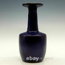 Chinese antiques Song Jun Kiln Porcelain Gilded Engraved poem Plate mouth bottle