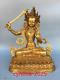 Chinese Antiques Tibet Buddhism Pure Copper Gilding Manjusri Bodhisattva Buddha