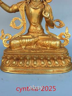 Chinese antiques Tibet Buddhism Pure copper gilding Manjusri Bodhisattva Buddha