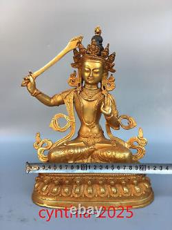 Chinese antiques Tibet Buddhism Pure copper gilding Manjusri Bodhisattva Buddha