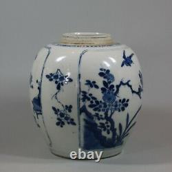 Chinese blue and white ginger jar with pierced wooden cover, Kangxi (1662-1722)