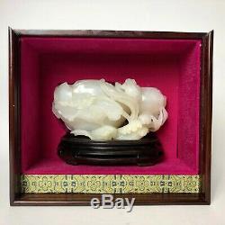 Chinese carved white jade lotus blossom brush washer, China