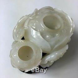 Chinese carved white jade lotus blossom brush washer, China