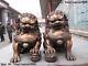 Chinese Classical Bronze Copper Evil Guardian Door Bei Jing Fu Foo Dog Lion Pair