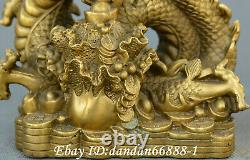 Chinese fengshui old Bronze carve Fortune dragon cabbage make fortune Statue