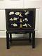 Chinese Furniture, Hand Painted, Stone Inlaid Wooden Lacquered Cabinet, 3 Drawer