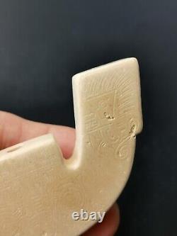 Chinese jade ornaments liangzhu carving God face trident Pattern jade pendant