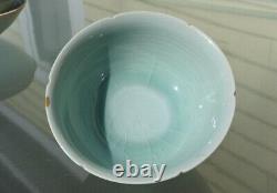 Chinese lobed celadon bowl, W 6,5, 19th C