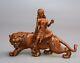 Chinese Mahogany Carved Tiger Beauty Decorations And Ornaments